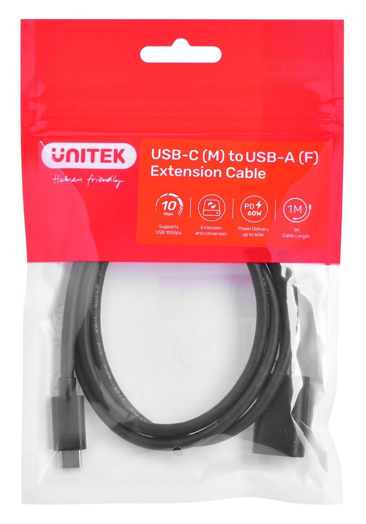 USB-C kabeladapter UNITEK USB-C (han) til USB-A (hun) 10 Gbit/s, 60 W, 1 m billede