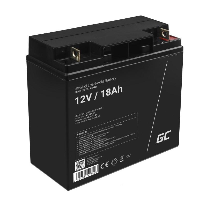 Batteri 12 V blysyre (VRLA) – Green Cell AGM09, 18 Ah billede