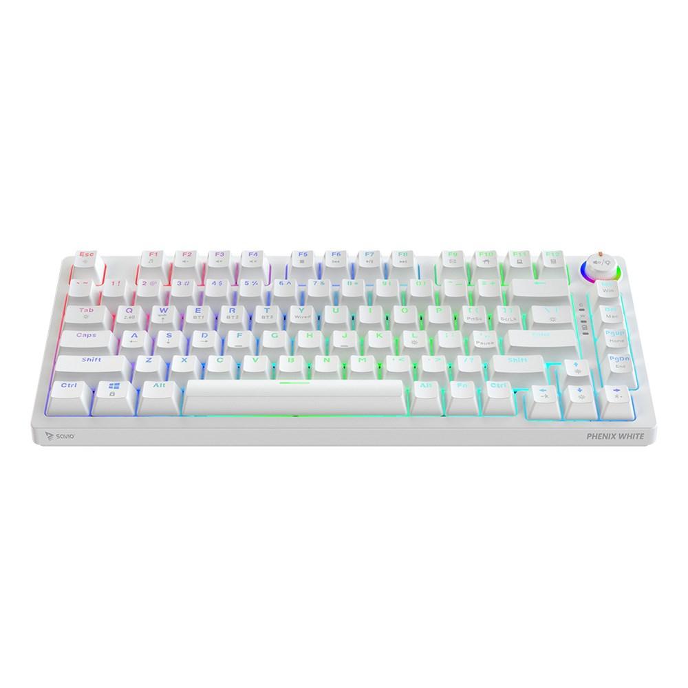 Tastatur trådløst - Savio Phenix White, mekanisk, Gateron Red Pro, RGB billede
