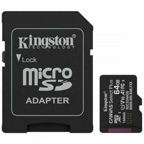 MicroSD-kort Kingston 64 GB med SD-adapter (Canvas Select Plus)