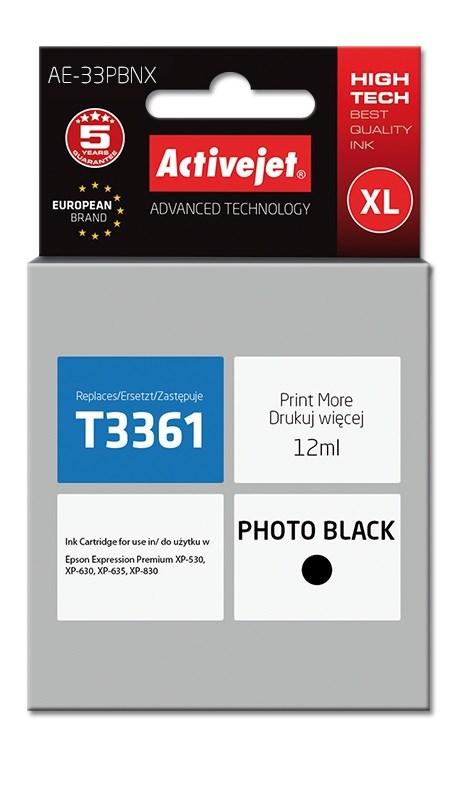Blækpatron til Epson 33XL – Activejet AE-33PBNX, foto-sort, 12 ml, XL billede