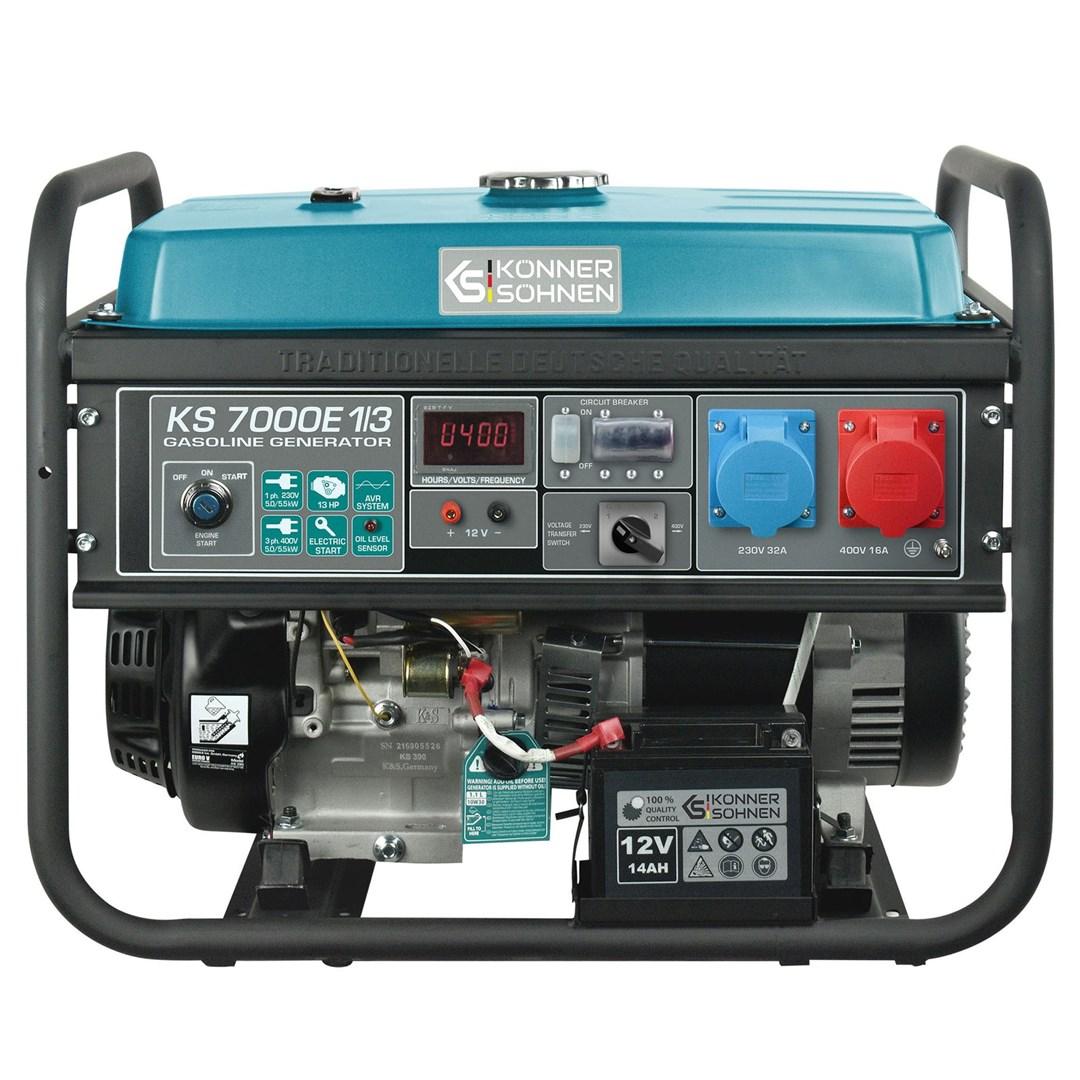 Benzin generator KÖNNER & SÖHNEN 5,0 kW 230/400 V med elstart og AVR KS7000E-1/3 billede