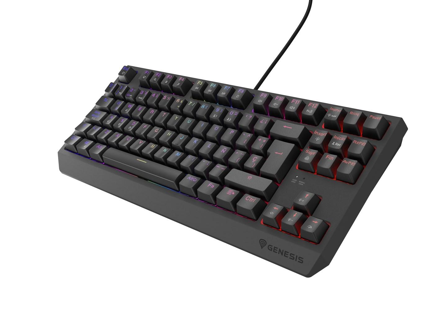 Gaming tastatur GENESIS Thor 230 TKL – mekanisk, RGB, USB, spansk layout (QWERTY), sort billede