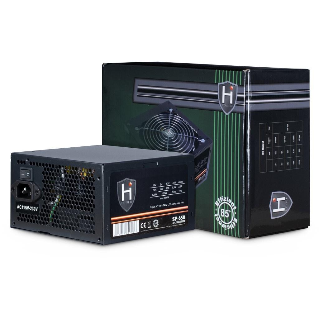 Strømforsyning ATX 650 W - Inter-Tech HIPOWER SP-650, sort