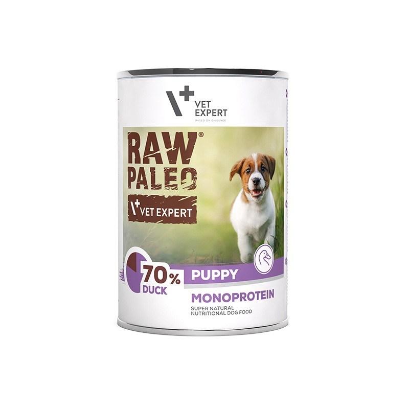 Hundefoder vådfoder VetExpert Raw Paleo Puppy Monoprotein And – 400 g billede