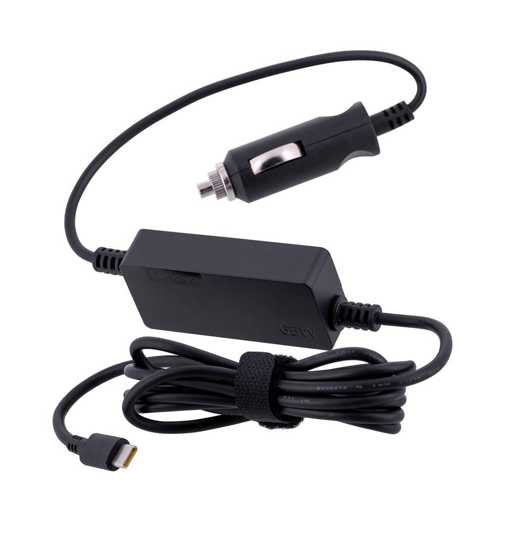 Biloplader USB-C til bærbar - Lenovo 65 W (sort)