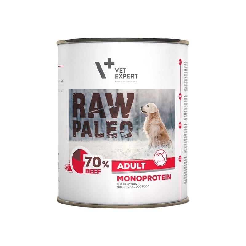 Hundefoder vådfoder VetExpert RAW PALEO Adult Monoprotein Okse – 800 g billede