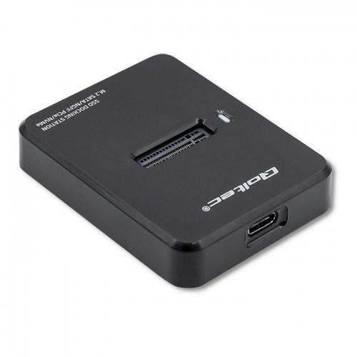 M.2 SSD kabinet USB-C - Qoltec 50313, sort