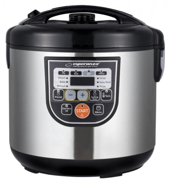 Multicooker 5 l - Esperanza EKG011, 860 W, sort/rustfrit stål