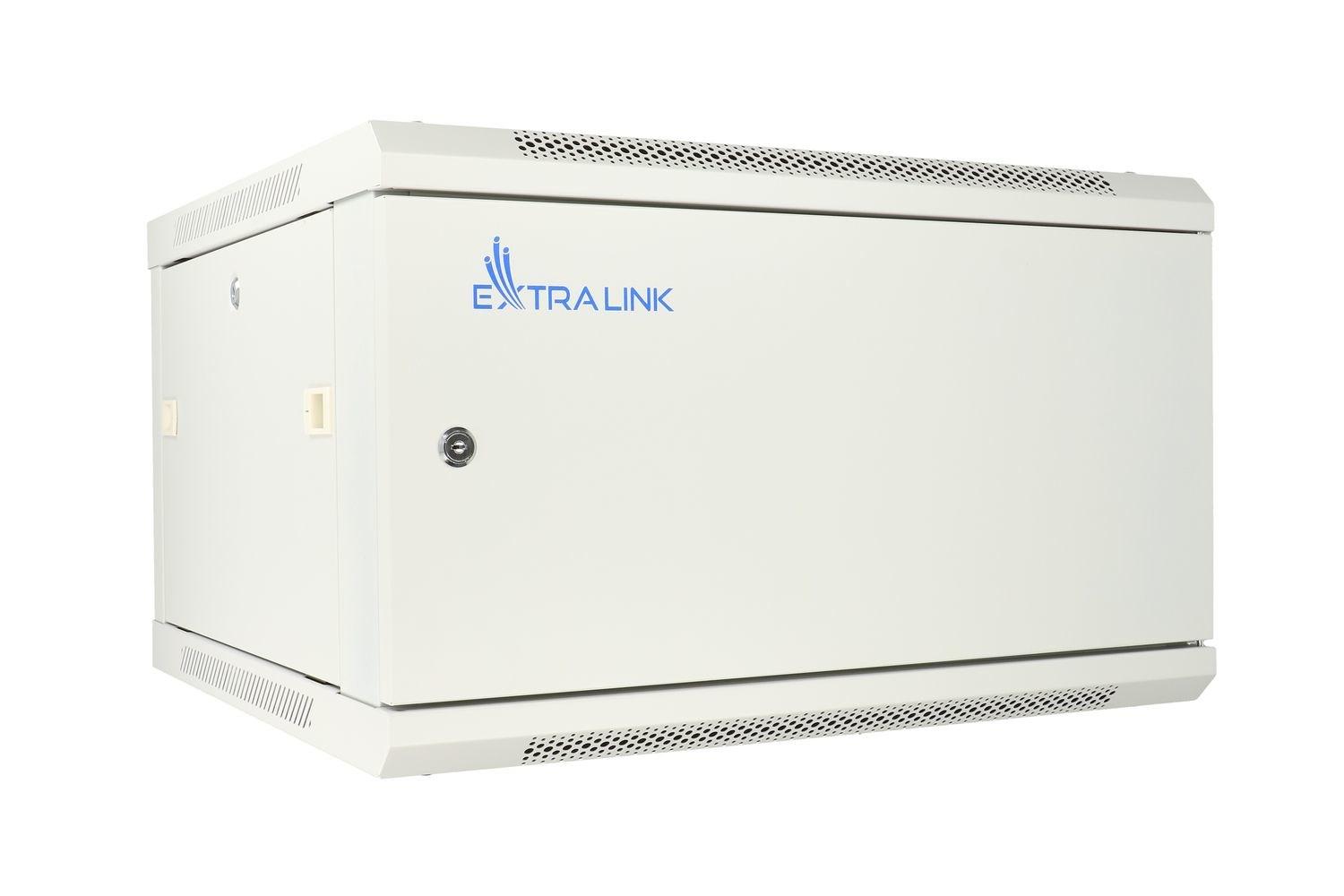 Vægmonteret rackskab 6U 600×600 grå med metaldør - Extralink billede