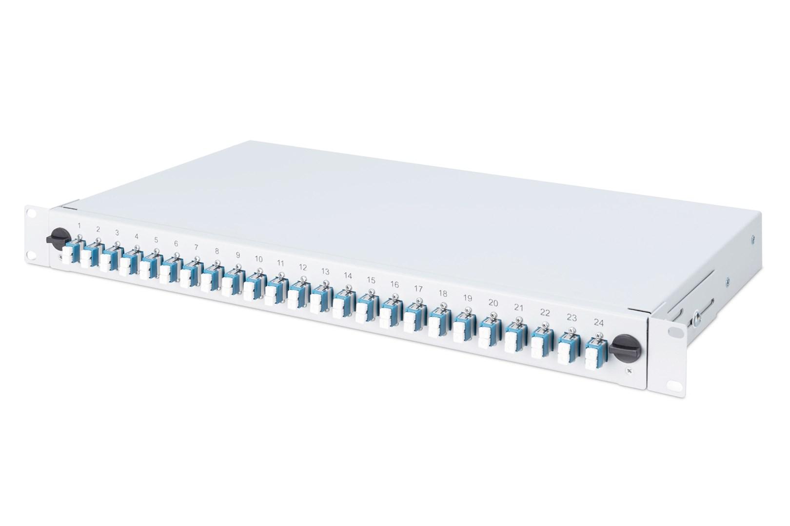 Fiberoptisk patchpanel 24x LC – DIGITUS, OS2, udstyret billede