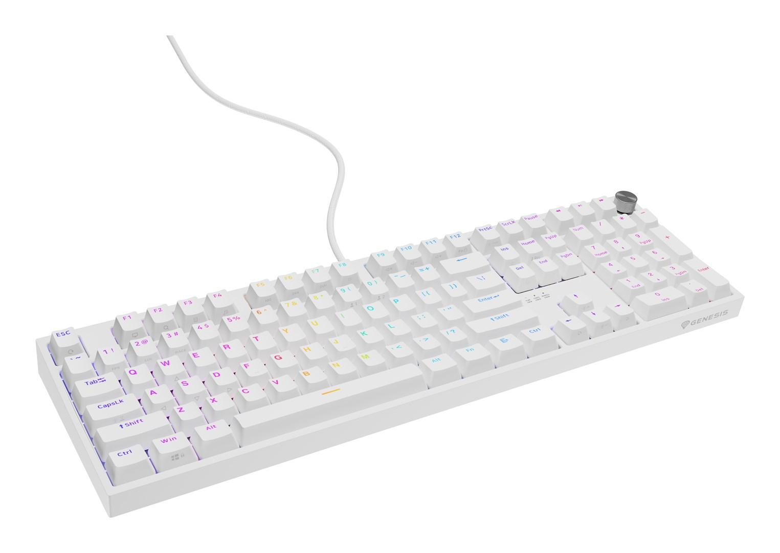 Mekanisk tastatur GENESIS NKG-2300 - fuld størrelse, RGB, hvid billede