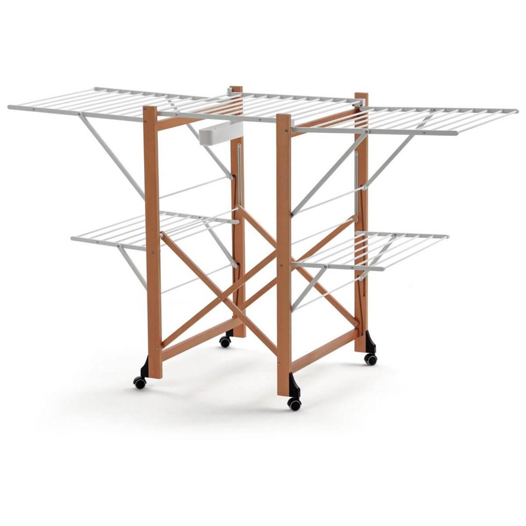Tørrestativ på hjul 175 × 67 cm - brun, ARREDAMENTI GABBIANO billede