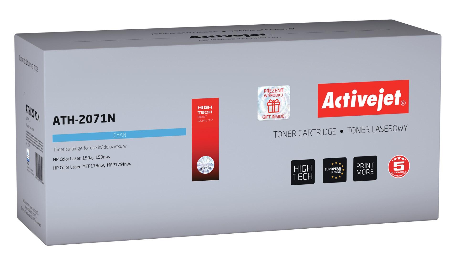 Toner til printer Activejet ATH-2071N – cyan, kompatibel med HP 117A W2071A, 700 sider billede