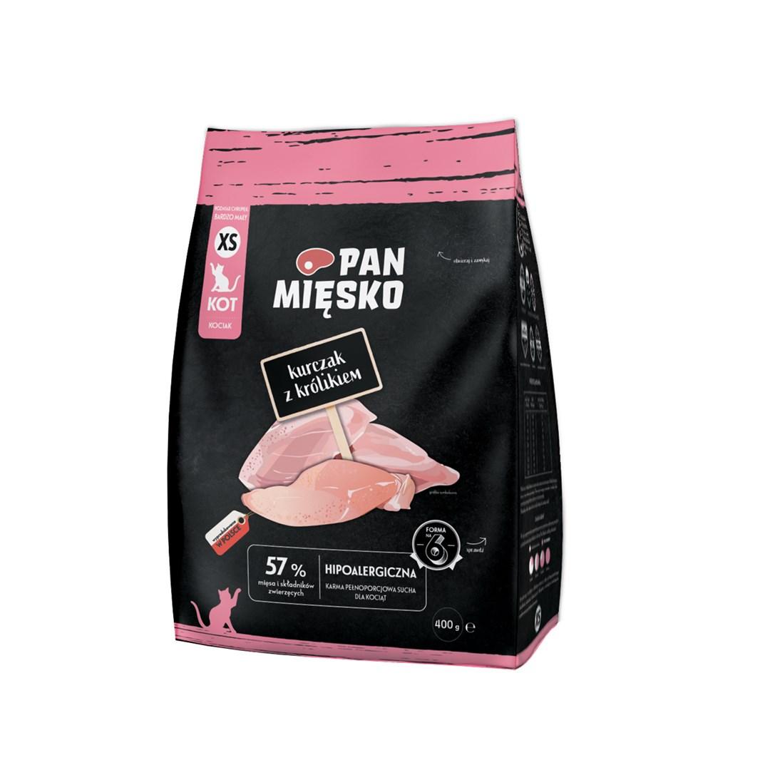 Tørfoder til kat – PAN MIĘSKO kylling med kanin XS, 400 g billede