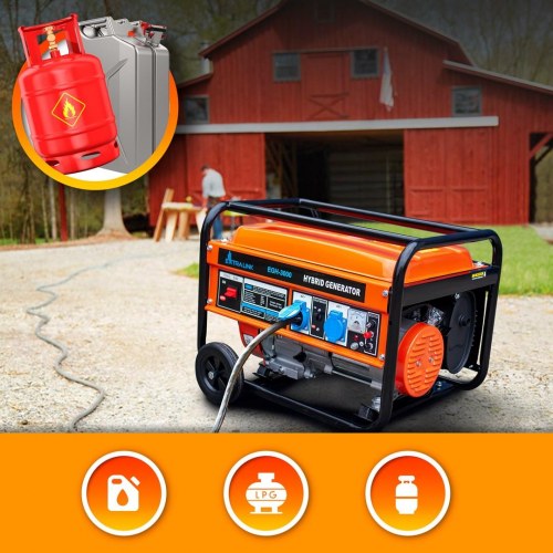 Generator benzin/gas 3.000 W - Extralink EGH-3000 hybrid, 1-faset