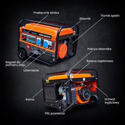 Generator benzin/gas 3.000 W - Extralink EGH-3000 hybrid, 1-faset