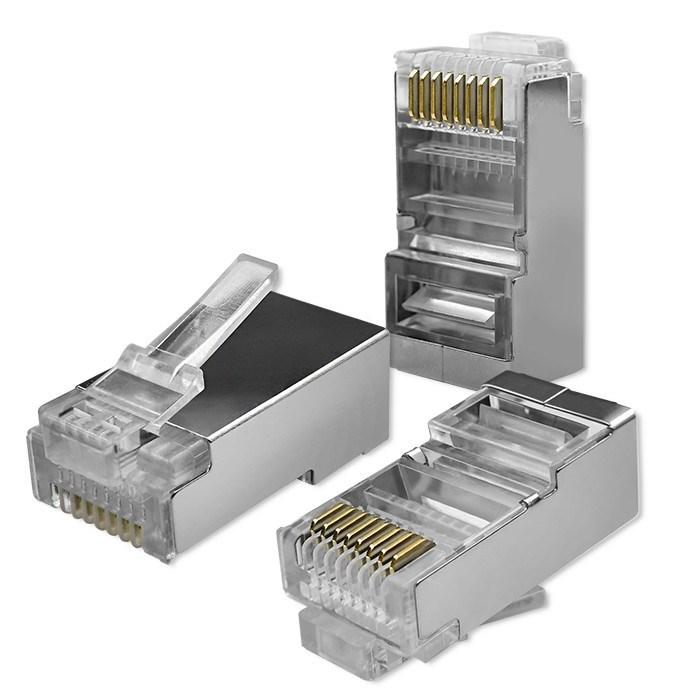 Netværksstik RJ45 – Qoltec | CAT5e | FTP | forgyldte kontakter | 100 stk billede