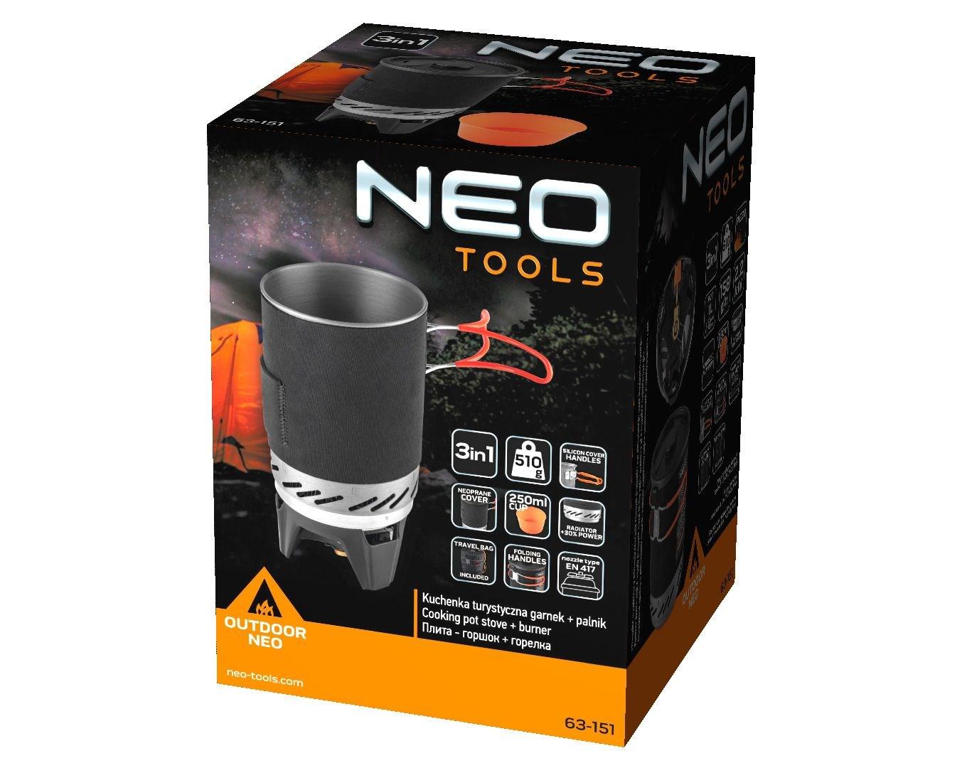 Campingkomfur med gryde 3-i-1 – NEO TOOLS billede