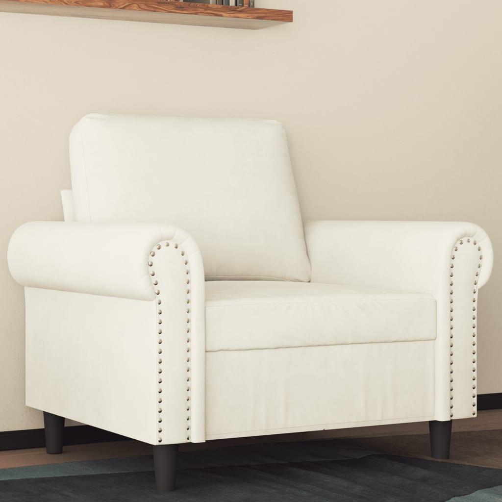 Lænestol 60 cm velour cremefarvet billede
