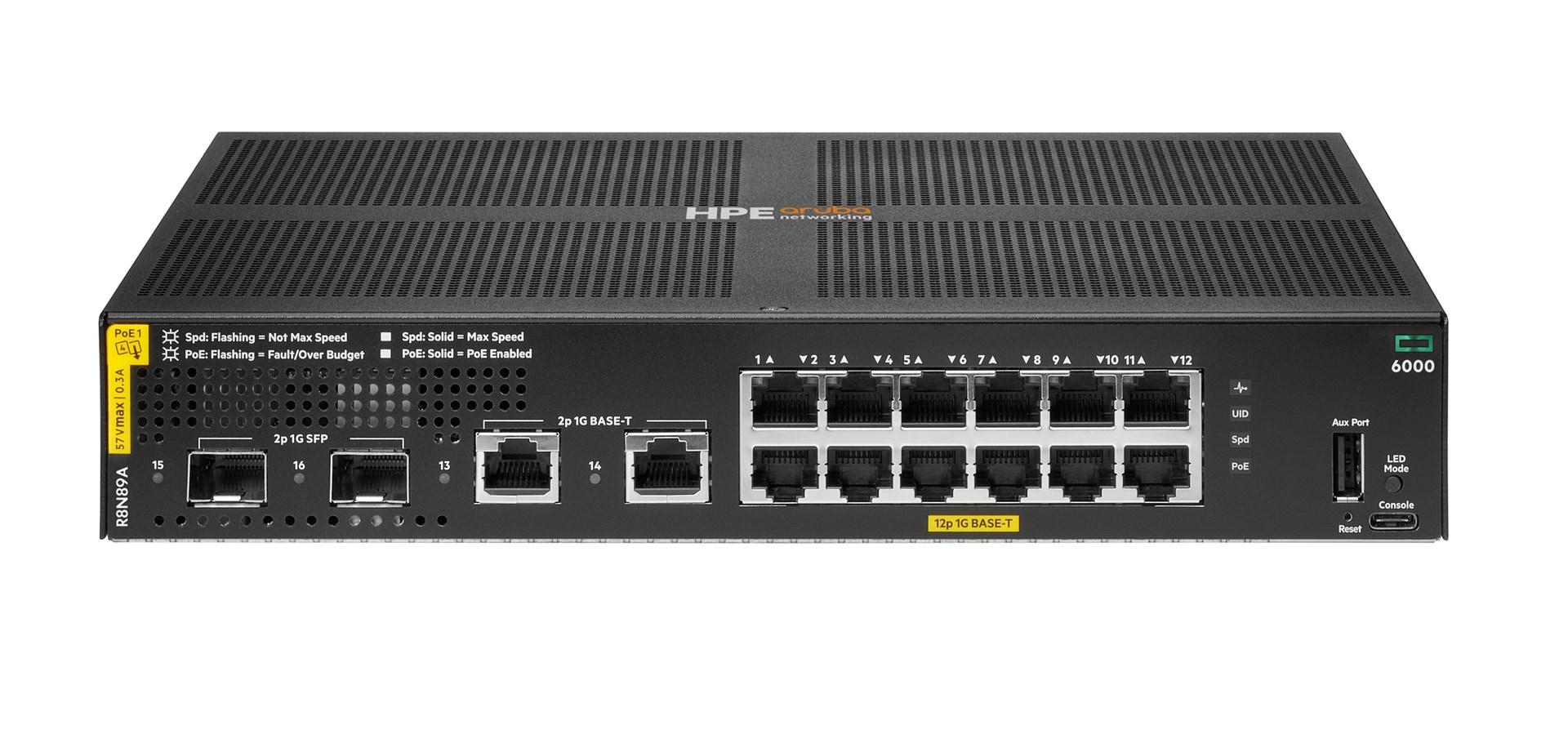 Netværksswitch HPE Aruba CX 6000 12G Class4 PoE 2G/2SFP 139 W billede