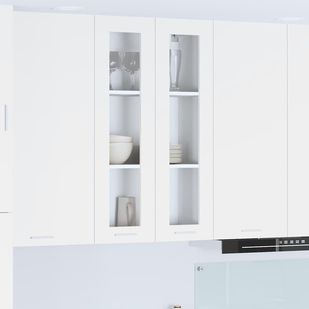 Hængeskab med glaslåger - hvid, 60 × 31 × 100 cm, konstrueret træ billede