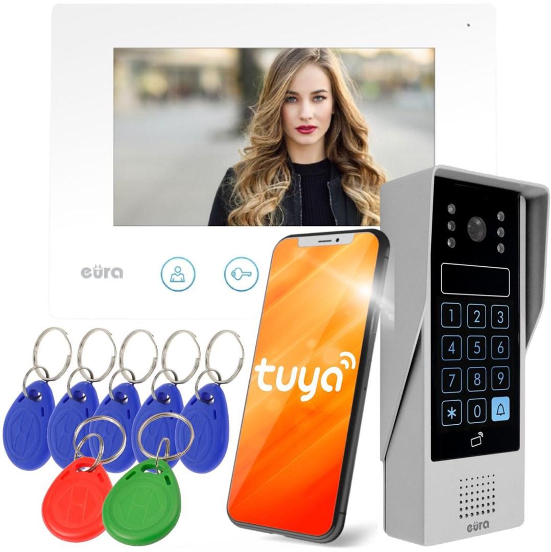 Videodørtelefon eura VDP-90A3 Delta med hvid monitor og Tuya billede