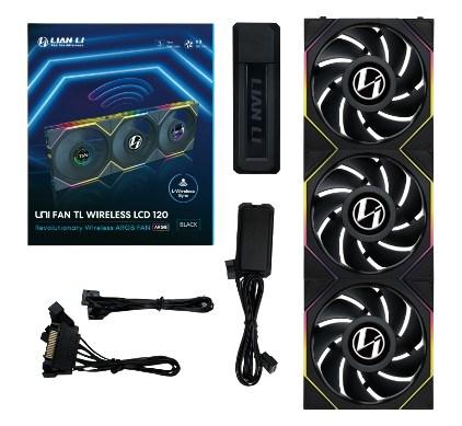 PC blæser - Lian Li UNI FAN TL Wireless LCD, 3-pak med controller, 120 mm, sort billede