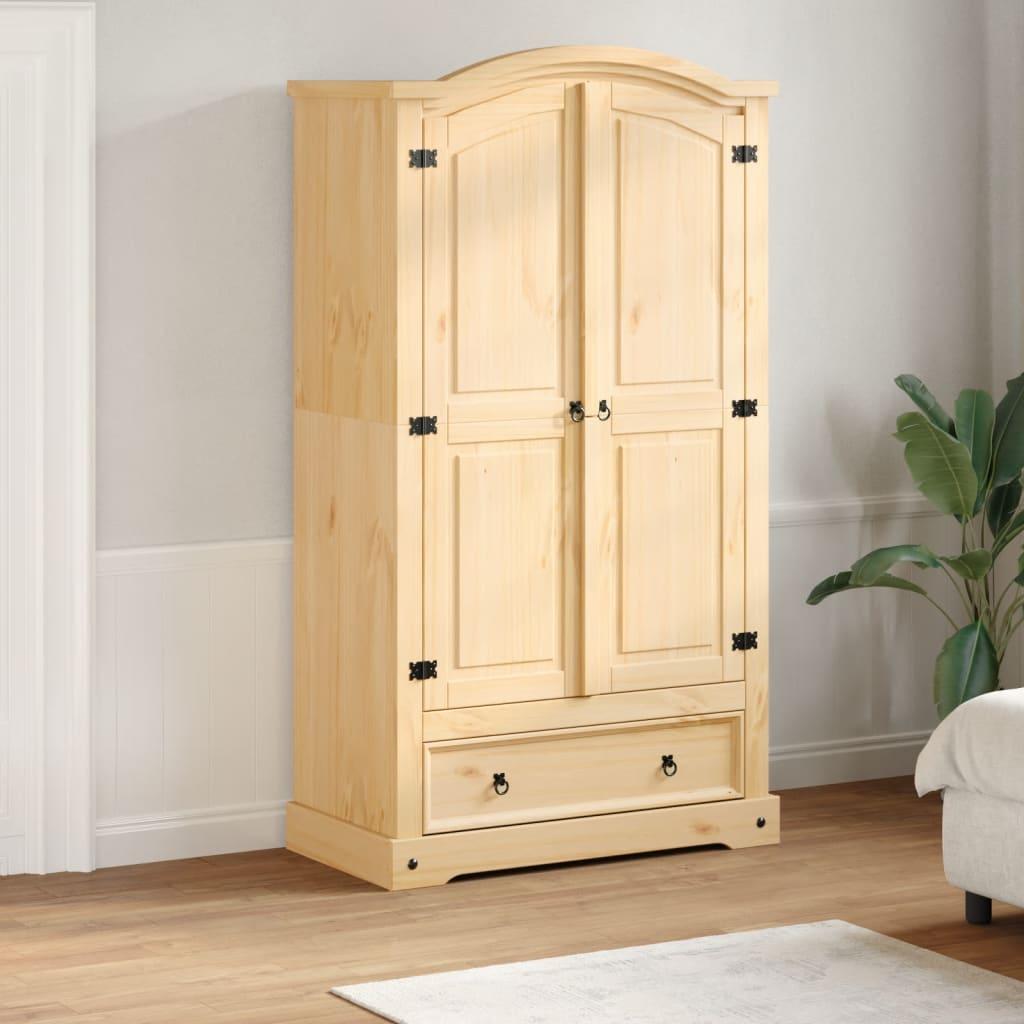 Klædeskab Corona 102x52x186 cm massivt fyrretræ billede