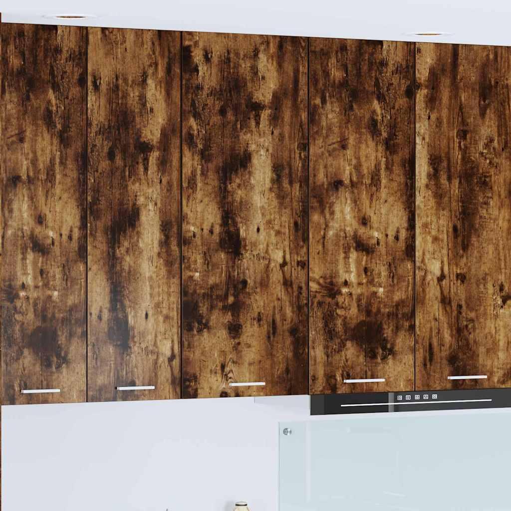 Hængeskab med dør - røget eg, 40 × 31 × 100 cm, konstrueret træ billede