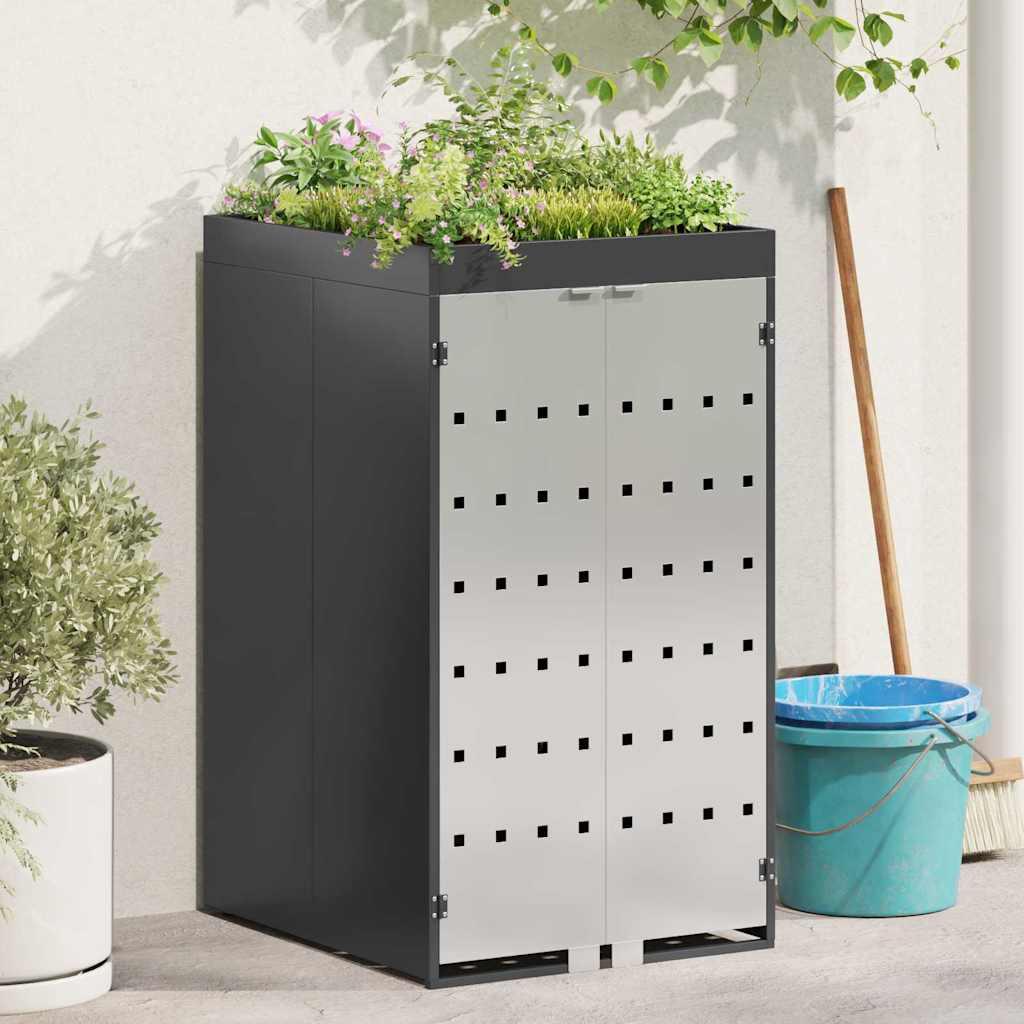 Affaldsspand opbevaring med plante-tag til 240L spand Antracit billede