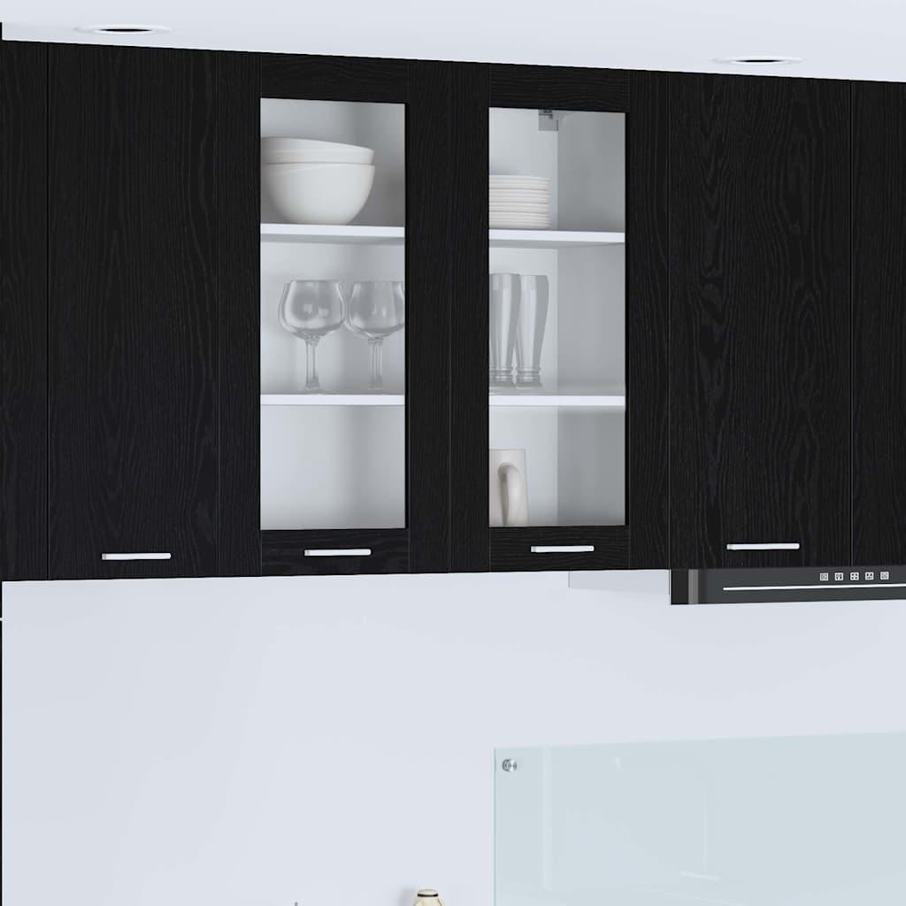 Hængeskab med dør Riga Sort eg 80 x 31 x 80 cm Konstrueret træ billede
