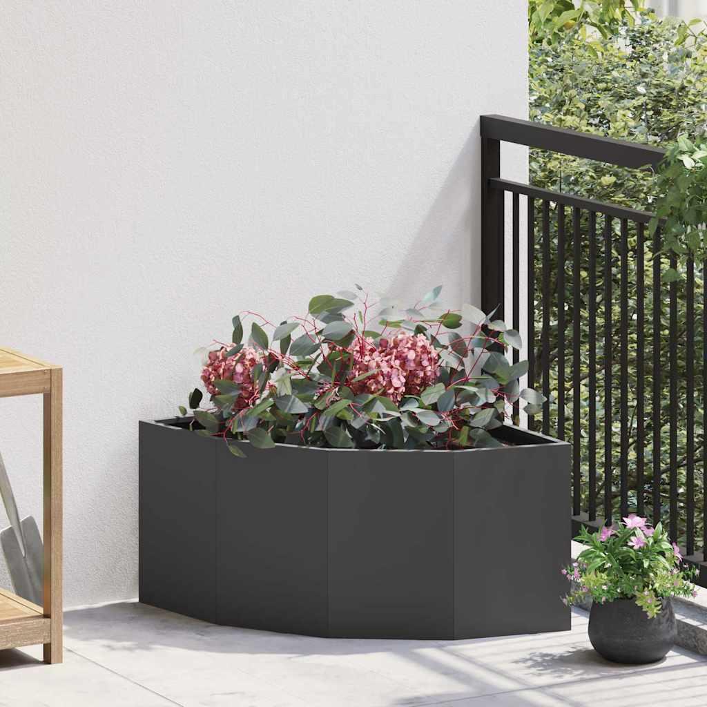 Hjørne Plantekasse Sort 60 x 60 x 35 cm Stål billede
