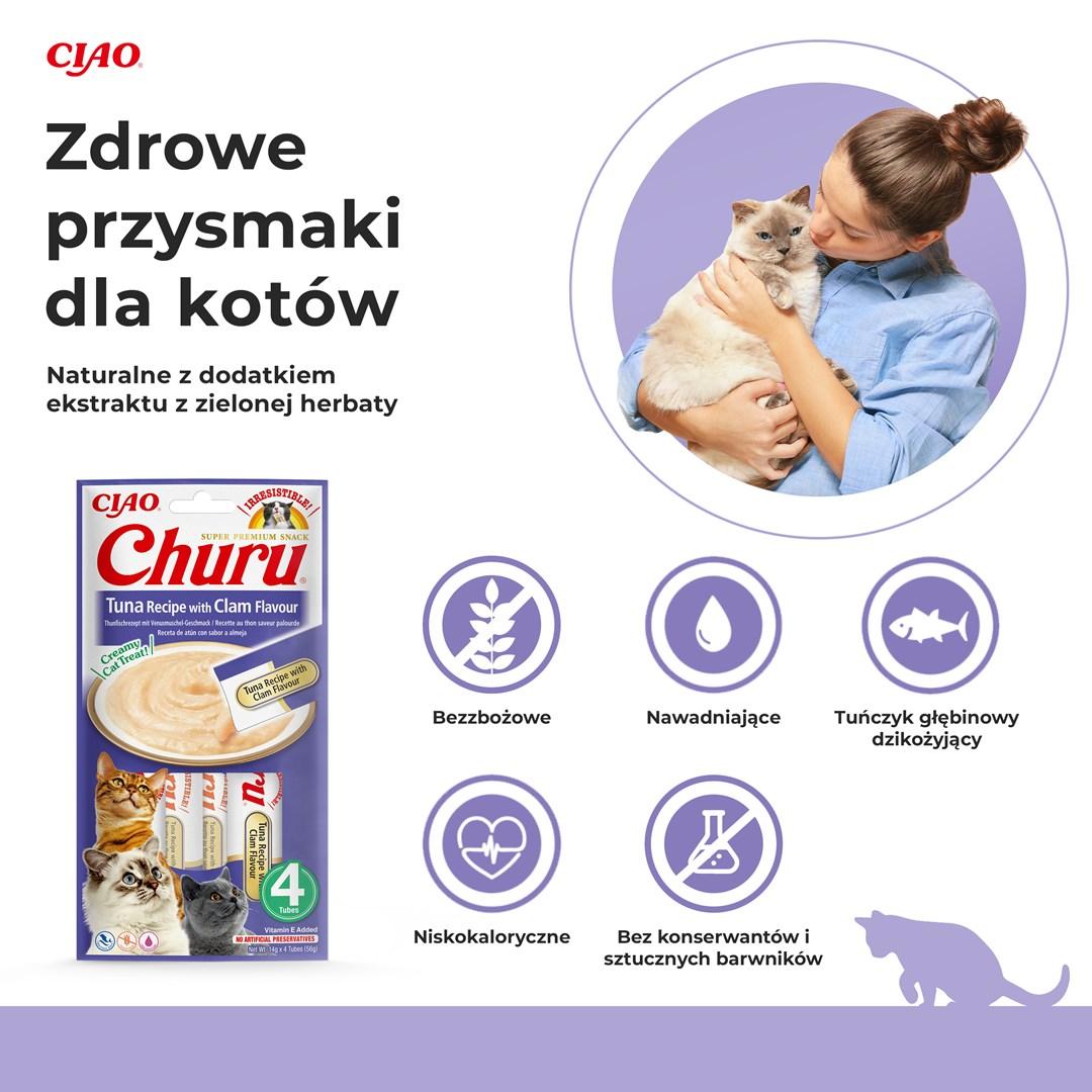 Kattegodbidder INABA Churu – tun med smag af musling, 4×14 g billede