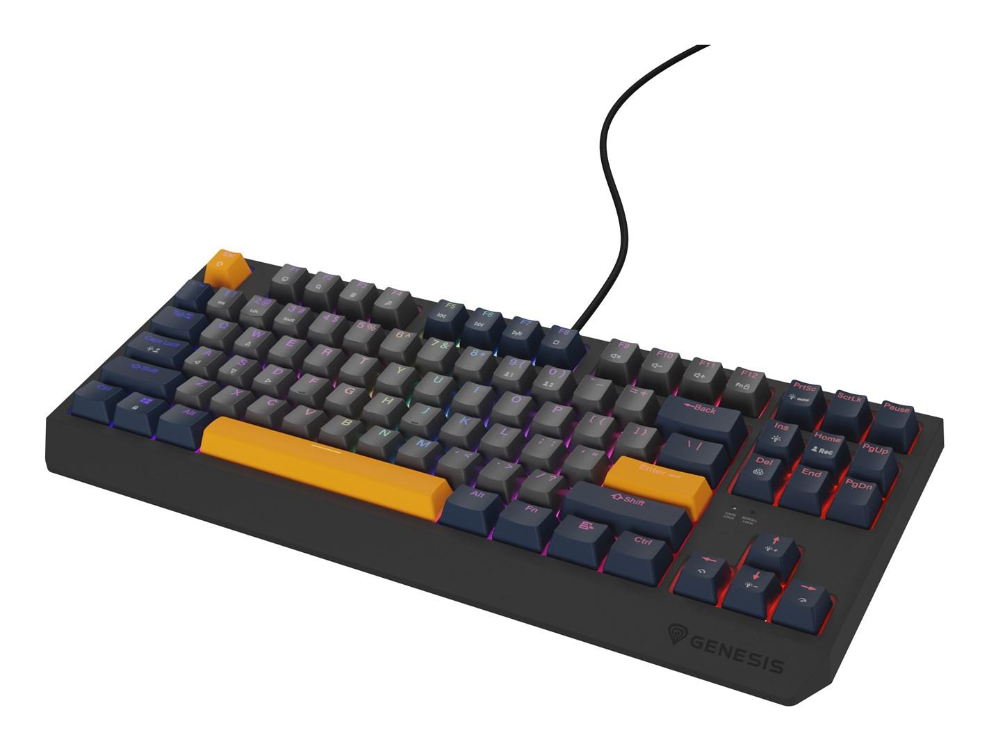 Gaming tastatur GENESIS Thor 230 TKL – mekanisk, RGB, kablet, QWERTY engelsk, blå billede
