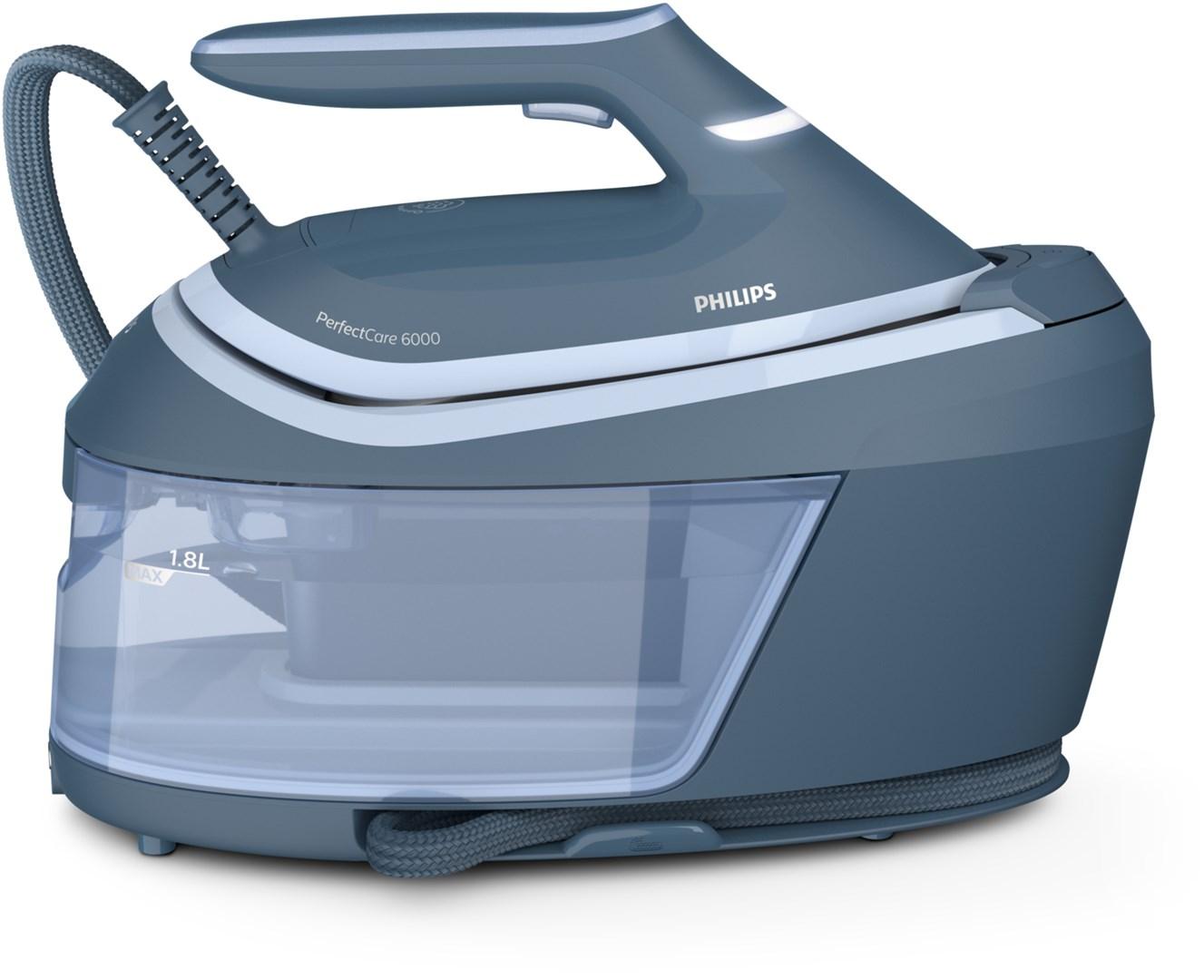 Dampstation Philips PerfectCare 6000 PSG6042/20, 2 400 W, 1,8 l, SteamGlide Advanced – blå billede