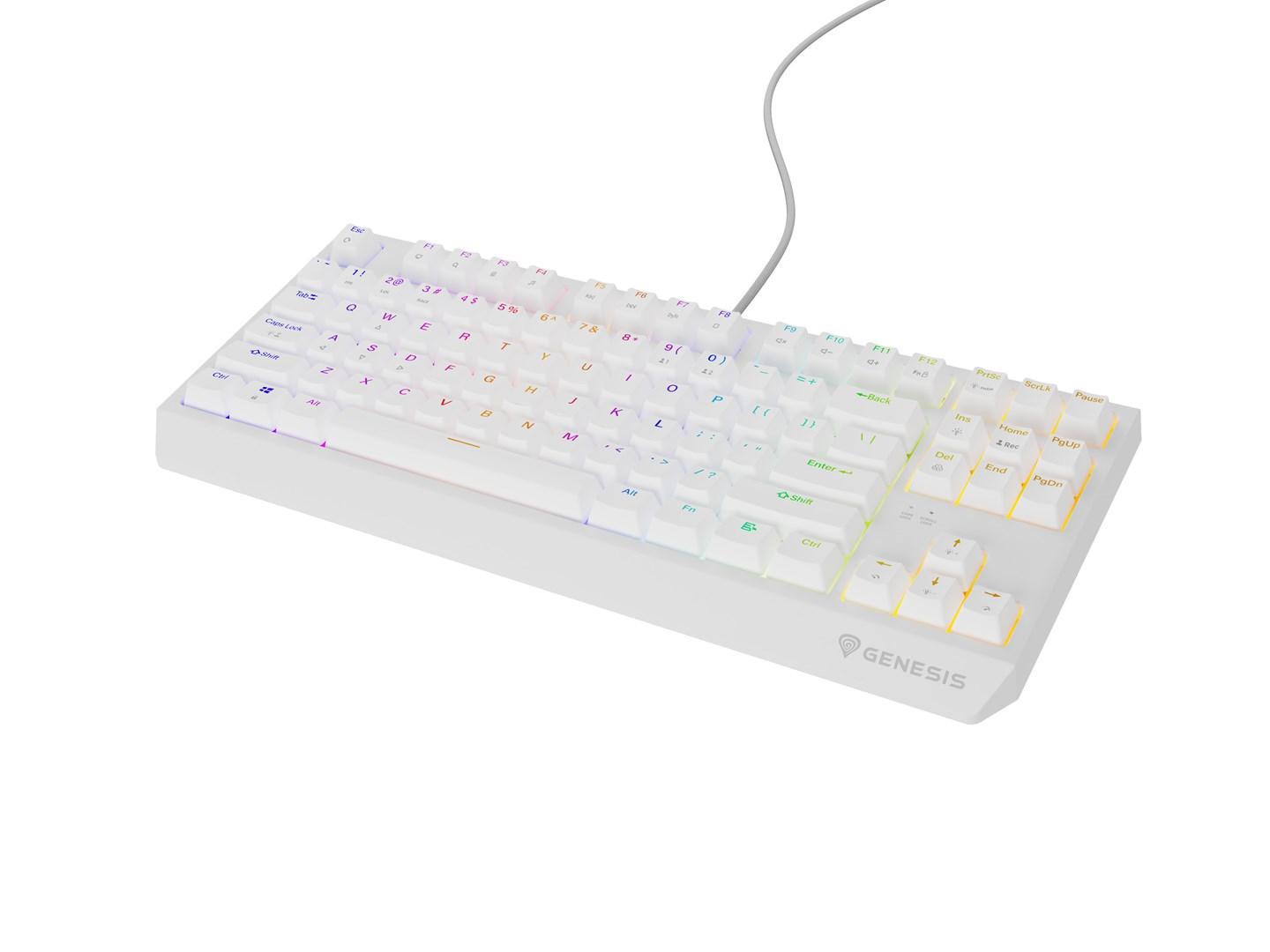 Gaming tastatur GENESIS Thor 230 TKL – USB, RF trådløs og Bluetooth – QWERTY – Hvid billede