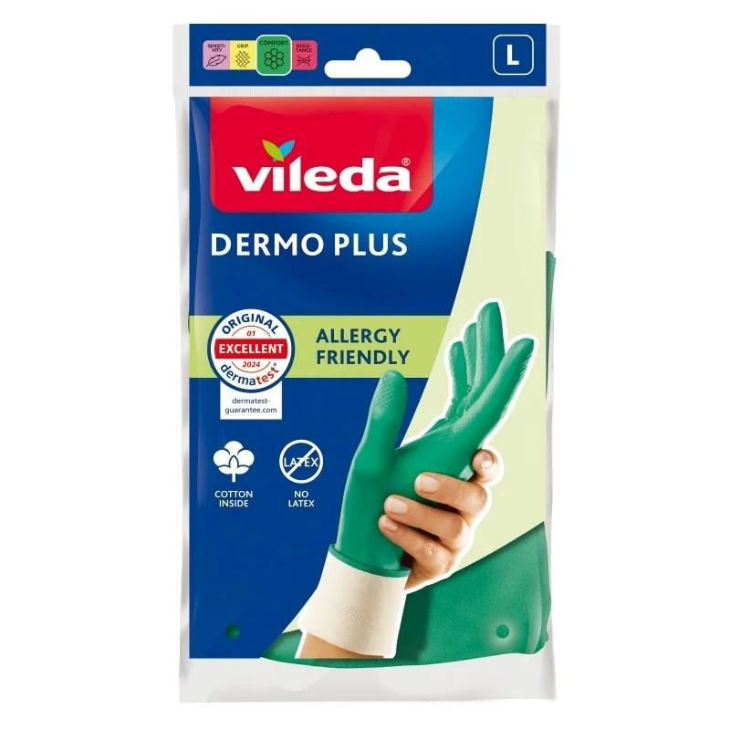 Rengøringshandsker Vileda Dermo Plus L - grøn, bomuld/ nitril