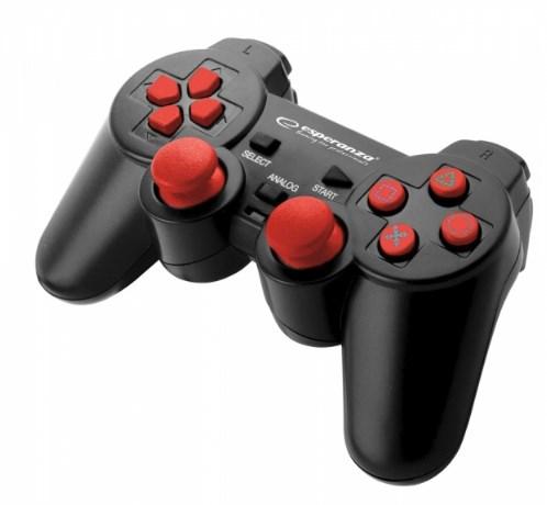 Gaming controller til PC - Esperanza EGG106R, kablet gamepad, sort/rød