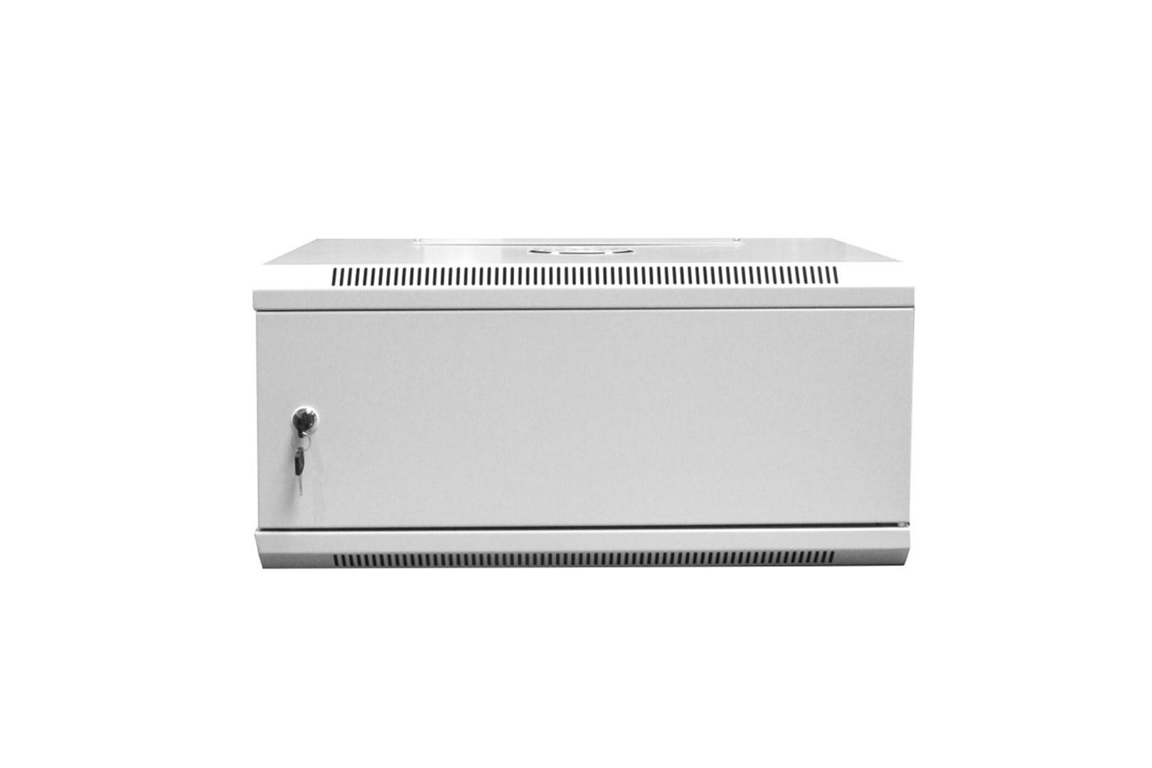 NetvÃ¦rksskabe vÃ¦ghÃ¦ngt DIGITUS 19" 4U, 600Ã450 mm, massiv dÃ¸r, lysegrÃ¥, uopdelt, foldet, 60 kg billede