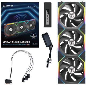 PC blæsere LIAN LI UNI FAN SL Wireless ARGB PWM, 120 mm, 3-pak med controller - sort billede
