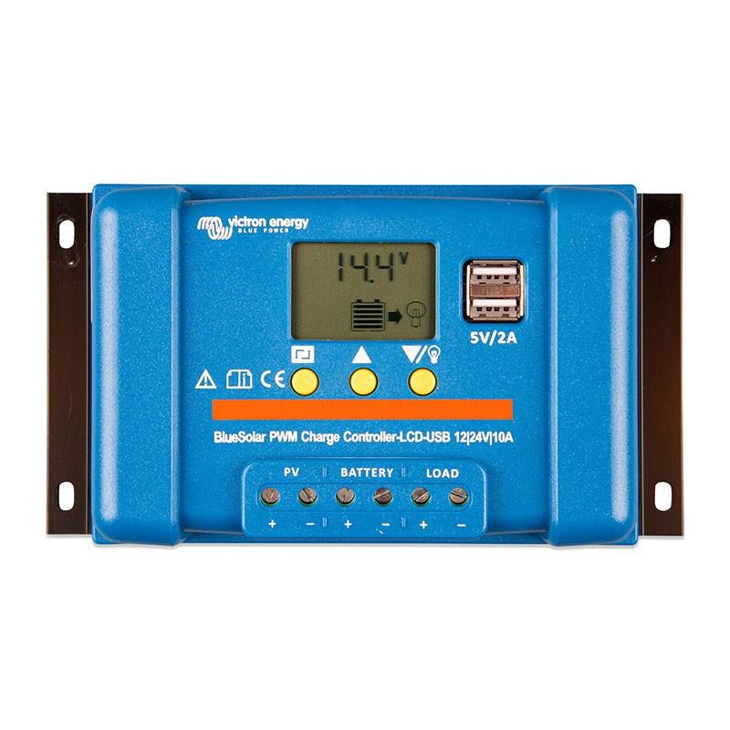 Solcelleregulator PWM med LCD og USB 12/24 V - 10 A billede