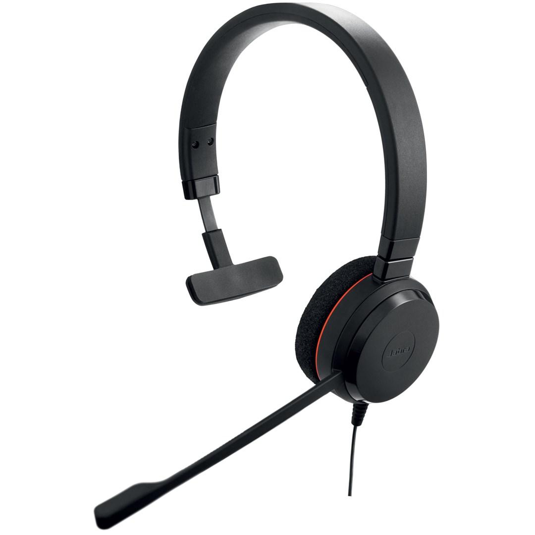 Headset til kontor - Jabra Evolve 20, kablet, mono, USB-C/USB-A, sort