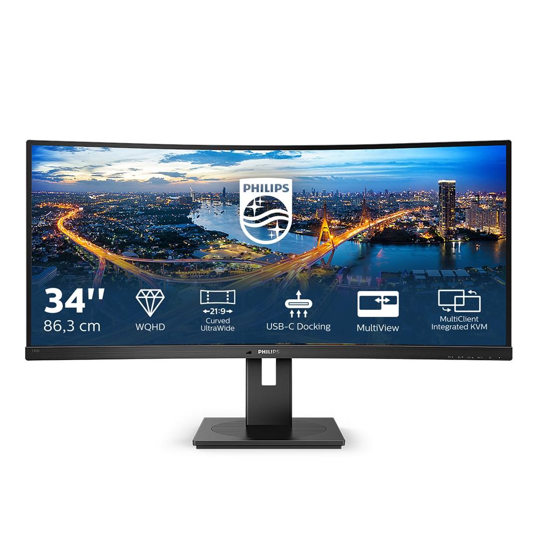 34" buet skærm Philips B Line 346B1C - 3440 × 1440 WQHD, USB‑C, 100 Hz
