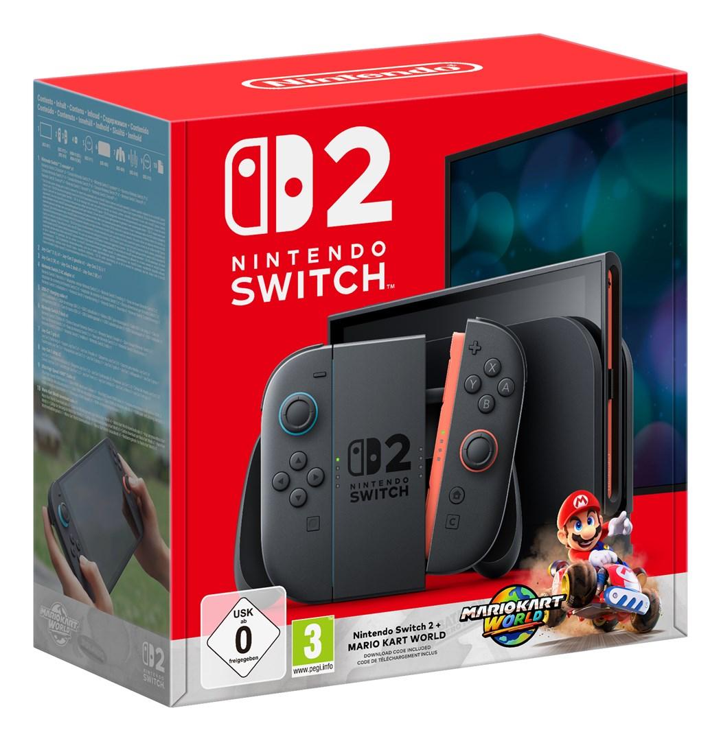 Spillekonsol Nintendo Switch 2 + Mario Kart World, 7,9" touch, 256 GB, Wi‑Fi, sort