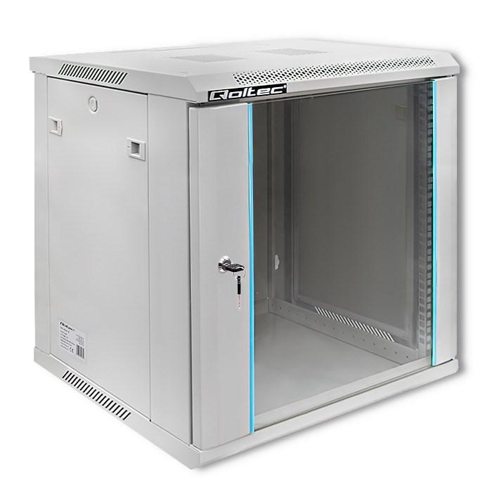 19" rackskab Qoltec 12U 60 × 63,5 × 45 cm - grå, væghængt billede