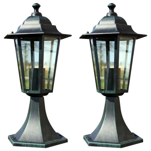 Havelamper 2 stk. aluminium mørkegrøn/sort