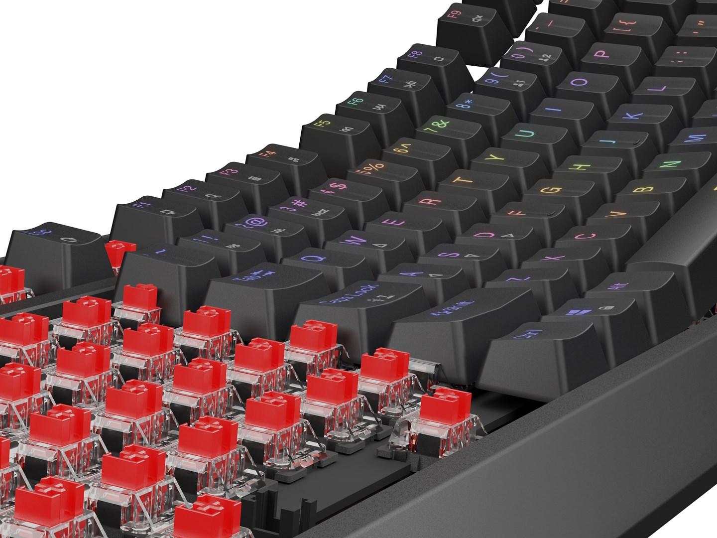 Gaming tastatur GENESIS Thor 230 TKL â mekanisk, RGB, trÃ¥dlÃ¸s/USB billede