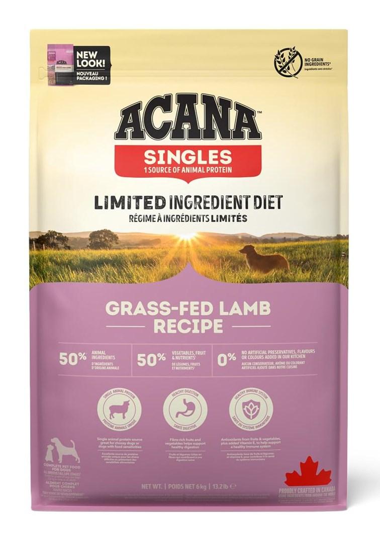 ACANA Singles Grass-Fed Lamb tørfoder til hunde 6 kg - monoprotein og kornfrit