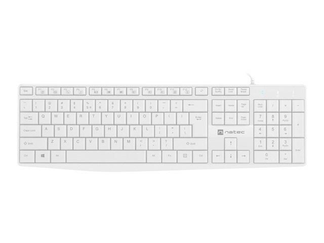 Tastatur med kabel NATEC Nautilus US, slankt, hvidt billede